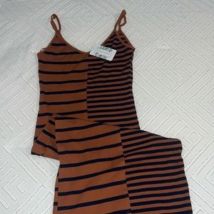 Main Street Brown and Navy Midi